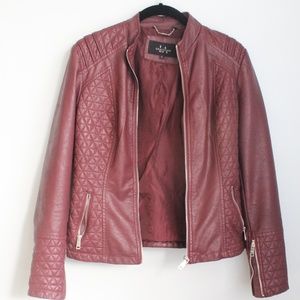 LA Coalition Burgundy Vegan Leather Jacket